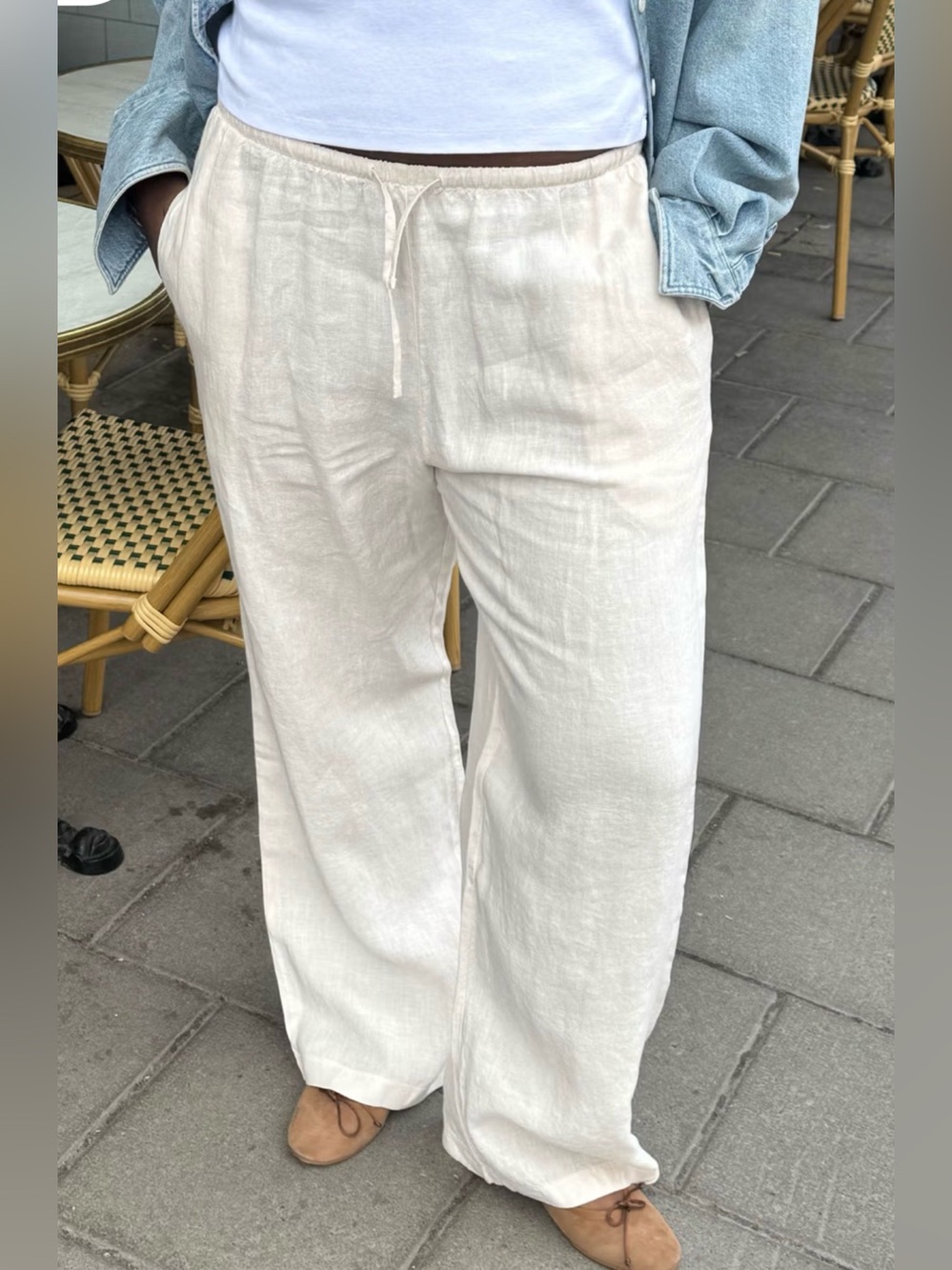 DJERF Avenue Cream Linen Pants 3XL